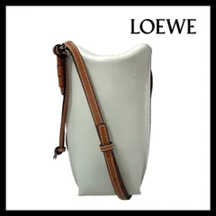 【LOEWE】ゲートポケット ショルダーバッグ オフホワイト ライトグリーン レザー スマホショルダー ポシェット ロエベ (SER1846)