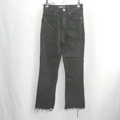 ◇ Θ ZARA ザラ 裾ダメージ加工 ストレートデニムパンツ サイズ32 ブラック レディース E  【1501230030854】