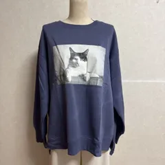 KN3136 ＊5L 大きいサイズ　 トレーナー トップス 長袖　猫プリントブルー