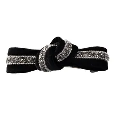 【ブラック×ワンサイズ】[Cream dot. クリームドット公式] ヘアアクセサリー レディース バレッタ リボン ベロア ベルベット 光沢感 ラインストーン ヘアクリップ ヘアアクセ ヘアアレンジ 簡単 まとめ髪 髪留め デコラティブ パーティー 大人