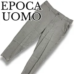 EPOCA UOMO エポカウォモ グレー×ホワイト ストライプ パンツ テンセル39% コットン60% ITL48 Lサイズ相当 日本製 高級ブランド メンズ ドレスパンツ カジュアル 983H