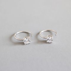 E014 ピアス イヤリング ミニピアス フックタイプ ジルコン シンプル キャッチレス キラキラ silver925 シルバー