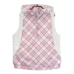 サイズ：L ADIDAS GOLF アディダスゴルフ JO069 ハーフジップ 中綿ベスト フード付き チェック柄 ホワイト系 [240101258982] ゴルフウェア レディース ストスト