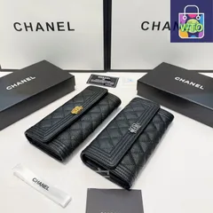 【今日特価】Chanel シャネル ダブルフォールド財布シリーズ キャビアレザー使用で菱格刺繍を特徴とする