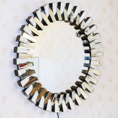 ミラー家具 壁掛けミラー LED 円形 鏡 グラムスタイル シルバー ミラー