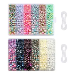 パールビーズ 手芸 アクセサリー パーツ 4mm 6mm 8mm 10mm 6色1890個 マルチカラー ハンドメイド ブレスレット 手作りアクセサリー 手芸 DIY