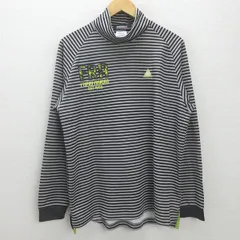 G■ルコックスポルティフ/lecoqsportif GOLF タートルネックシャツ/ボーダー柄 ゴルフウェア【LL】灰黒/men's/105【中古】■