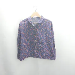 ◇ ⊂ PAR ICI パーリッシィ 小花柄 長袖 ブラウス サイズF ネイビー レディース E  【1503050018449】