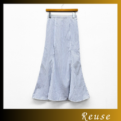 Reuse　スカート　ホワイト　ネイビー　ストライプ　マーメイド