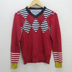 G■トミーヒルフィガー/TOMMYHILFIGER Vネックニットセーター【M】赤系/LADIES/82【中古】■