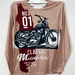新品 ロンティー ロンT Lサイズ クラシックバイク グラフィックプリント バイク ロンティー メンズ Tシャツ バイカー メンズ 長袖 ロングスリーブ 両面プリント ヴィンテージ風 おしゃれ デザイン