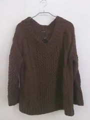 ◇ AS KNOW AS PINKY アズノゥアズピンキー ローゲージ Vネック ニット セーター ブラウン レディース P  【1212220006376】