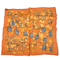 極美品☆HERMES エルメス 希少 ヴィンテージ CONCERTO コンチェルト シルク100％ ベスト オレンジ系 38 フランス製 正規品 レディース HERMES - 極美品☆HERMES エルメス 希少 ヴィンテージ CONCERTO