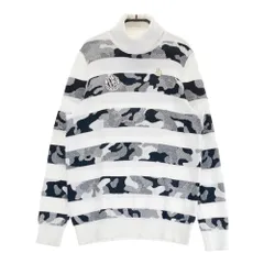 サイズ：2 PEARLY GATES パーリーゲイツ  タートルネック ニットセーター カモフラ 迷彩 ボーダー柄 ホワイト系 [240101409074] ゴルフウェア レディース ストスト
