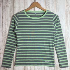 【Women's S グリーン系】 Montbell ( モンベル ) WIC.ボーダーロングスリーブT ポリエステル ウェア トップス インナー シャツ ロングスリーブTシャツ クルーネック 化繊 z00051926  化繊 ロングスリーブTシ