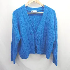 ◇ ⊇ ZARA ザラ カジュアル系 長袖 ニットカーディガン サイズ表記なし ブルー系 レディース E  【1507160033569】
