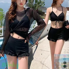 【美品・未使用新品】水着セット ラメシースルーラッシュガード