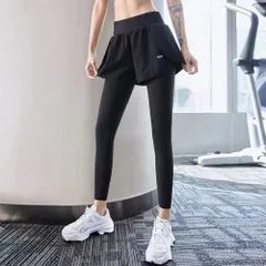 ☆ ブラック ☆ Mサイズ ☆ ヨガウェア ショートパンツ付きレギンス ショートパンツ付きレギンス ヨガ ヨガウェア フィットネスパンツ ヨガパンツ スポーツパンツ レディース ハイウエスト トレーニングウェア 9分丈 カジュアル 速乾性 可愛い おしゃれ