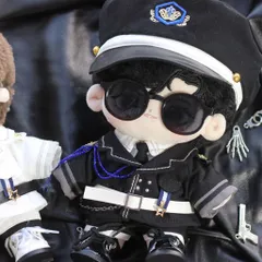 20cm ぬいぐるみ服 着せ替え ぬい服 帽子付き Tシャツ 黒 推し活 推しぬい 綿人形 棉花娃娃 ちびぬい服 ちびぐるみ コットンドール cotton doll-A3102