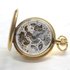 正美堂オリジナル懐中時計 / ゴールドカラー ダブルハンターケース / スイス製手巻き式ムーブメント /old6497pw-105