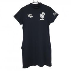 美品】パーリーゲイツ 半袖ハイネックワンピース ネイビー×白