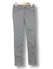 ② 【美品】アースミュージック　earth music ecology スキニーパンツ ストレッチ ストライプ 白 黒  Sサイズ ■管理番号L28159SSS25-250713-10（198）