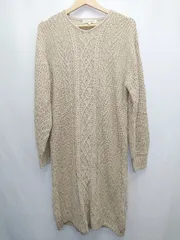 ◇ ◎ ●未使用● ⊆ grove グローブ 長袖 膝丈 ニット ワンピース サイズM ベージュ レディース E  【1503040008627】