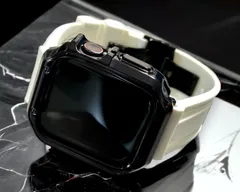 ブラック&ホワイト　アップルウォッチ ラバーベルト カバー　ケース メンズ レディース 38mm 40mm 41mm 42mm 44mm 45mm　メンズ レディース Apple Watch スポーツバンド