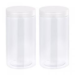 【人気商品】uxcell 丸型プラスチックジャー 透明ネジ式上蓋付き クリア 空容器 収納 整理用 広口 1000ml 2個