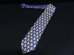 ■美品■ GIANNI VERSACE ジャンニ ヴェルサーチ メデューサ シルク100% ネクタイ ビジネス 紳士 メンズ ブルー系×イエロー系 DK0541