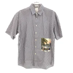 MISTERGENTLEMAN ミスタージェントルマン S/S GRAPHIC PRINT SHIRT グラフィックプリントストライプシャツ ブルー S MGM-SSH07のサムネイル