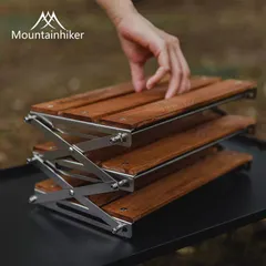 キャンプラック ポータブル三層ラック 折りたたみ式 ピクニック キャンプ バーベキュー BBQ グランピング 折りたたみテーブル アウトドア ウッド おしゃれ クール スマート コンパクト マウンテンハイカー mountainhiker