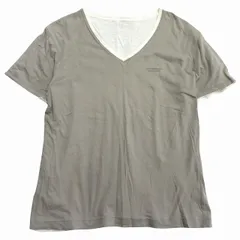 バーバリーブラックレーベル BURBERRY BLACK LABEL リバーシブル 重ね着風 カットソー Tシャツ 半袖 Vネック アーガイル柄 ロゴ ワンポイント 2 グレージュ 白 ホワイト♪10