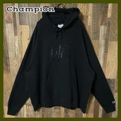 パーカー フーディ ブラック 2XL 刺繍 チャンピオン メンズ 古着 長袖