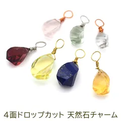 付け替え ピアス チャーム ペンダントトップ 天然石 4面ドロップカット しずく型 1個 アクセサリー クォーツ ラピスラズリ ガーネット 水晶