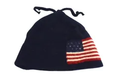 極美品 POLO RALPH LAUREN SPORT ポロ ラルフローレン スポーツ ニット帽 アメリカ国旗 ウール アクリル ネイビー ONESIZE 中古 4b000552