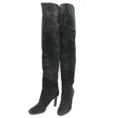 SAINT LAURENT PARIS サンローラン パリ ニーハイ スエードレザーヒールブーツ ブラック 37 632613のサムネイル