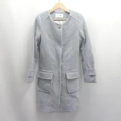◇ ⊇ ROYAL PARTY ロイヤルパーティ ノーカラー 長袖 ウールコート サイズ2 サックスブルー レディース E  【1504240007564】のサムネイル