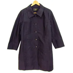 レリアン ステンカラーコート アウター シルク混 日本製 大きいサイズ レディース 13+サイズ ブラック Leilian 【中古】