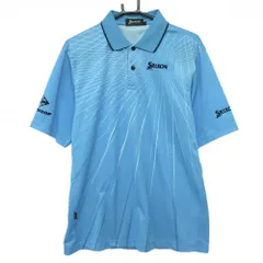 ★特価★スリクソン 半袖ポロシャツ ライトブルー×黒 前面総柄 メンズ L ゴルフウェア SRIXON