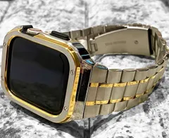 ゴールドライン　最新型アップルウォッチバンド ステンレス カバー　Apple Watch ケース 44mm 45mm メンズ レディース スポーツ 一体