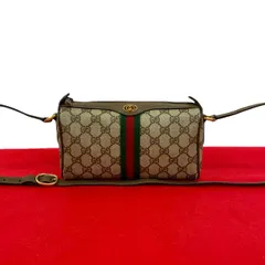 極 美品 GUCCI グッチ オールドグッチ ヴィンテージ シェリーライン GG ロゴ 金具 レザー ショルダーバッグ ポシェット ブラウン 23578