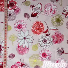 USAコットン　Robert Kaufman　ROSETTE　ロゼット　ピンク×レッド　約110cm×約100cm（カット済）　FB-3144