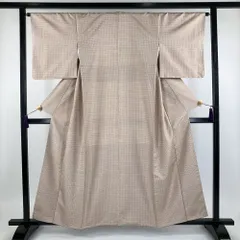 たんす屋 TANSU-YA 中古 （中古）南風原花織 紬 ベージュ 灰梅色 カジュアル 織り幾何学柄 抽象柄 袷【身丈】152cm【裄丈】64cm　0000175146053