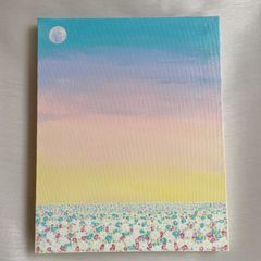 優しい空✴︎絵画　アクリル画　月　空　夕焼け　朝焼け　風景　綺麗　可愛い　パステルカラー　淡い　儚い　満月　インテリア