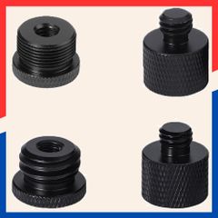 【即日発送】固定ネジアダプター アルミニウム合金 変換ネジアダプター (4個入り）（黒）5/8メスから3/8オスねじと1/4メスから5/8オスアダプターセット マイクアームスタンド、カメラ三脚に最適 マイクスタンドアダプター