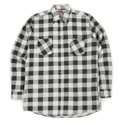 NO WASH 美品 AMERICAN EDITION 90s 90年代 ブロックチェック柄 プリントネルシャツ MADE IN USA アメリカ製 アメカジ ワーク 珍品 ヴィンテージ 古着 ブラック ホワイト L-TALL【中古】