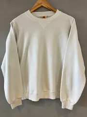 70's RUSSELL ATHLETIC ラッセルアスレチック SPORTS WEAR Wネーム レアタグ ブランクスウェット 無地 USA製 前V 白 ホワイト メンズ Sサイズ