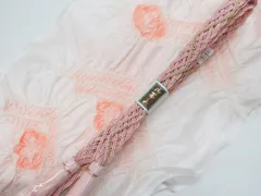 【一輝堂】【着物】和装小物　帯締め帯揚げセット　夏物　平組　中抜き絞り　金糸　25w01-429