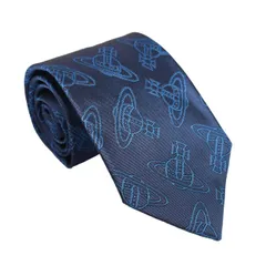 【新品】Vivienne Westwood ヴィヴィアンウエストウッド ネクタイ AW2023 S81050004 W00OA K406CS-SLATE BLUE 先幅約8.5cm 送料無料  専用BOX 箱付き シルク100％ ギフト 人気 高級 ブランド 